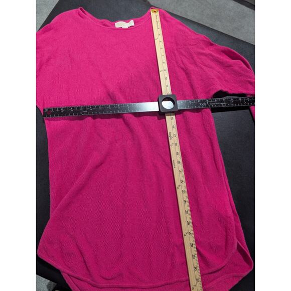 MICHAEL KORS Women's Sweater Pink TUNIC Size Medium Long Sleeve Curved Hem Shirt - Picture 11 of 14